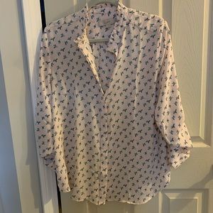 Pale pink with blue bird loft top